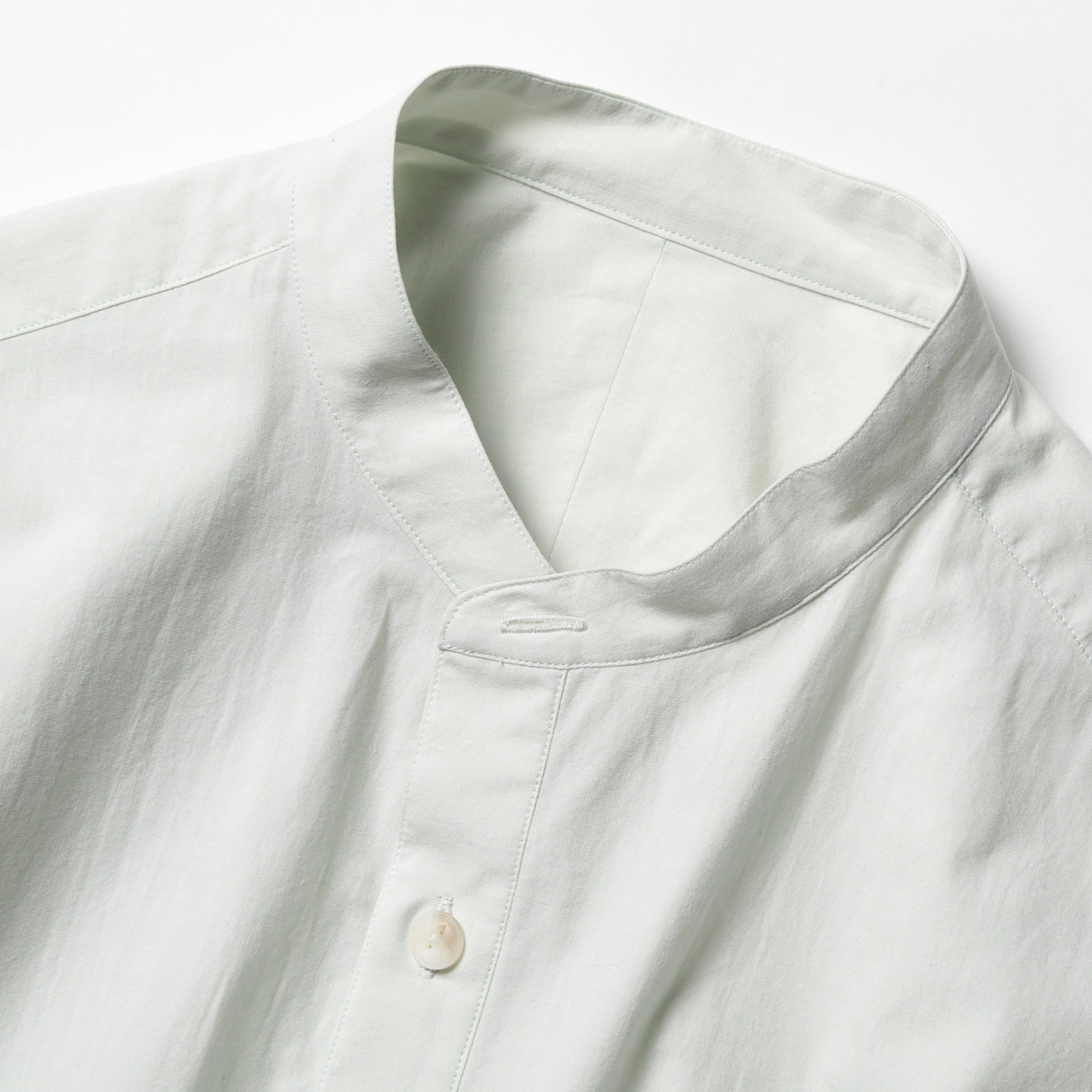 URU TOKYO / ウル トウキョウ トップス STAND COLLAR L/S SHIRTS / COTTON PIN WEATHER - L.Mint