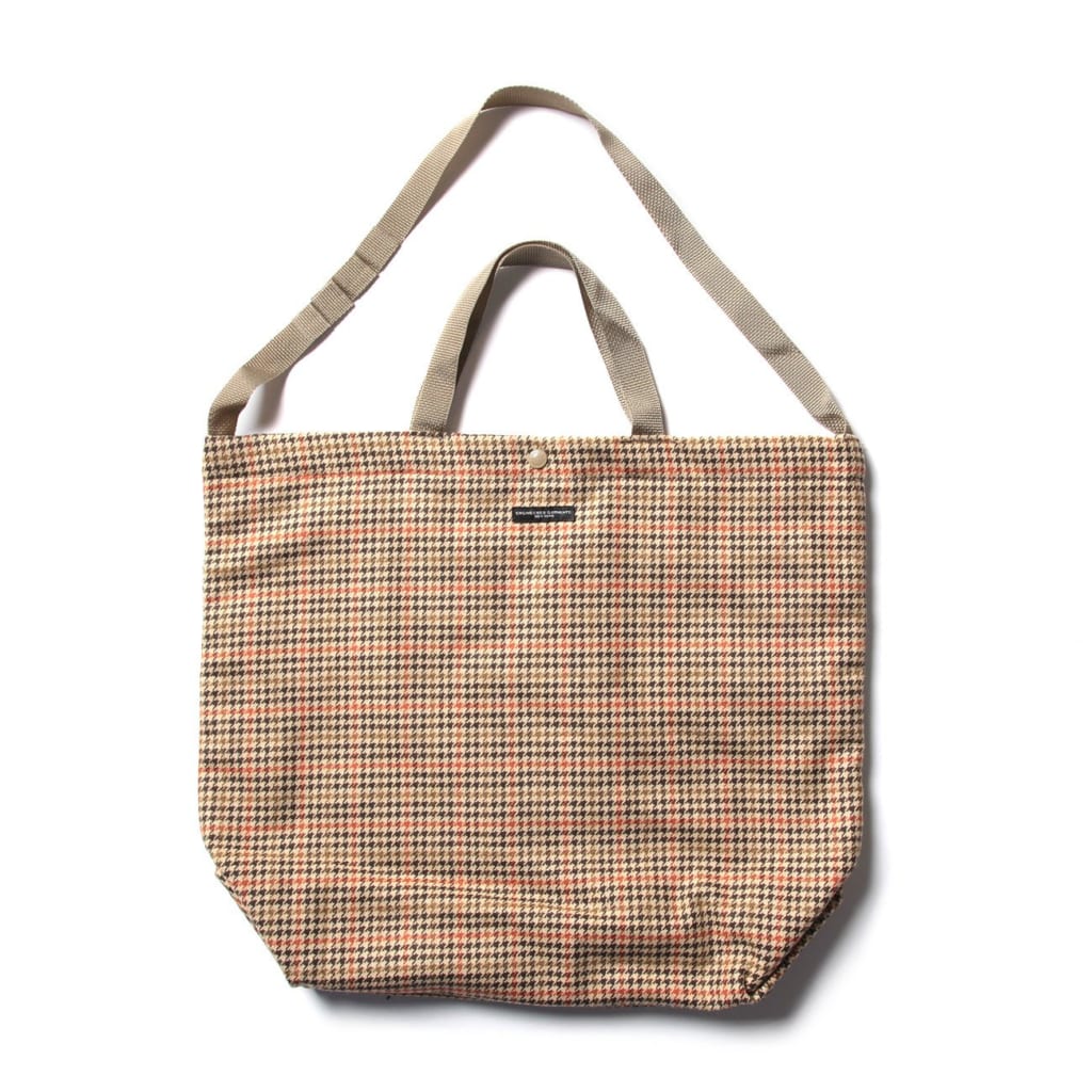 ENGINEERED GARMENTS-Carry All Tote - Big Gunclub Check - Tan/Orange