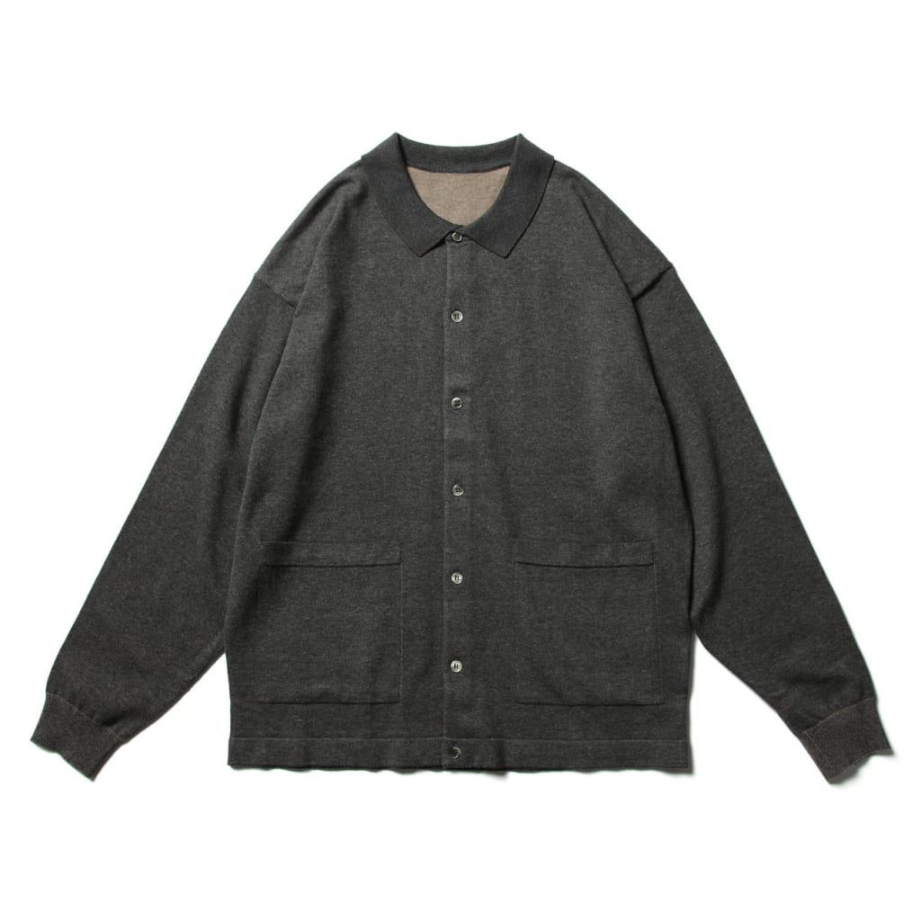 crepuscule-Knit shirt - C.Gray×Brown