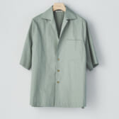 AURALEE-WASHED-FINX-HERRINGBONE-HALF-SLEEVED-SHIRTS-レディース-Green-Chambray-168x168