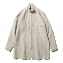 Yohji Yamamoto POUR HOMME / ヨウジ ヤマモト | HIGH COUNT LINEN ZIP OPEN BLOUSE / HG-B28-301-1 - Off White