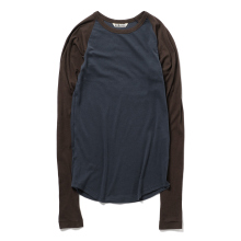 SUPER HIGH GAUGE SHEER RIB RAGLAN P/O (レディース) - Navy×Dark Brown