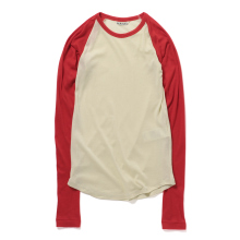 SUPER HIGH GAUGE SHEER RIB RAGLAN P/O (レディース) - Ivory×Red