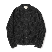 YOKE / ヨーク | MESH KNITTED SHIRT CARDIGAN - Black