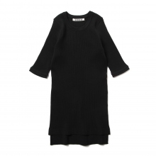 GIZA HIGH GAUGE RIB KNIT TEE - Black