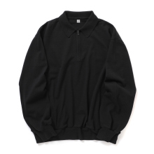 Co/Silk Nep Harf-Zip Shirt - Black