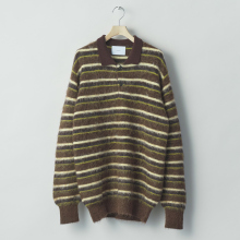 ssstein / シュタイン | KID MOHAIR RIBBED KNIT POLO LS - Brown Multi