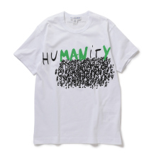 COMME des GARCONS SHIRT | printed cotton jersey / HUMANITY - White