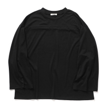 INTERIM / インテリム | EXTRA FINE MERINO WOOL JERSEY / HYPER BIG FOOTBALL L/S TEE - Black