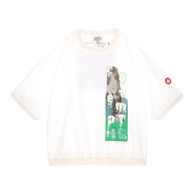 C.E / シーイー | PATCHED GAUZE SHORT SLEEVE CREW NECK - White