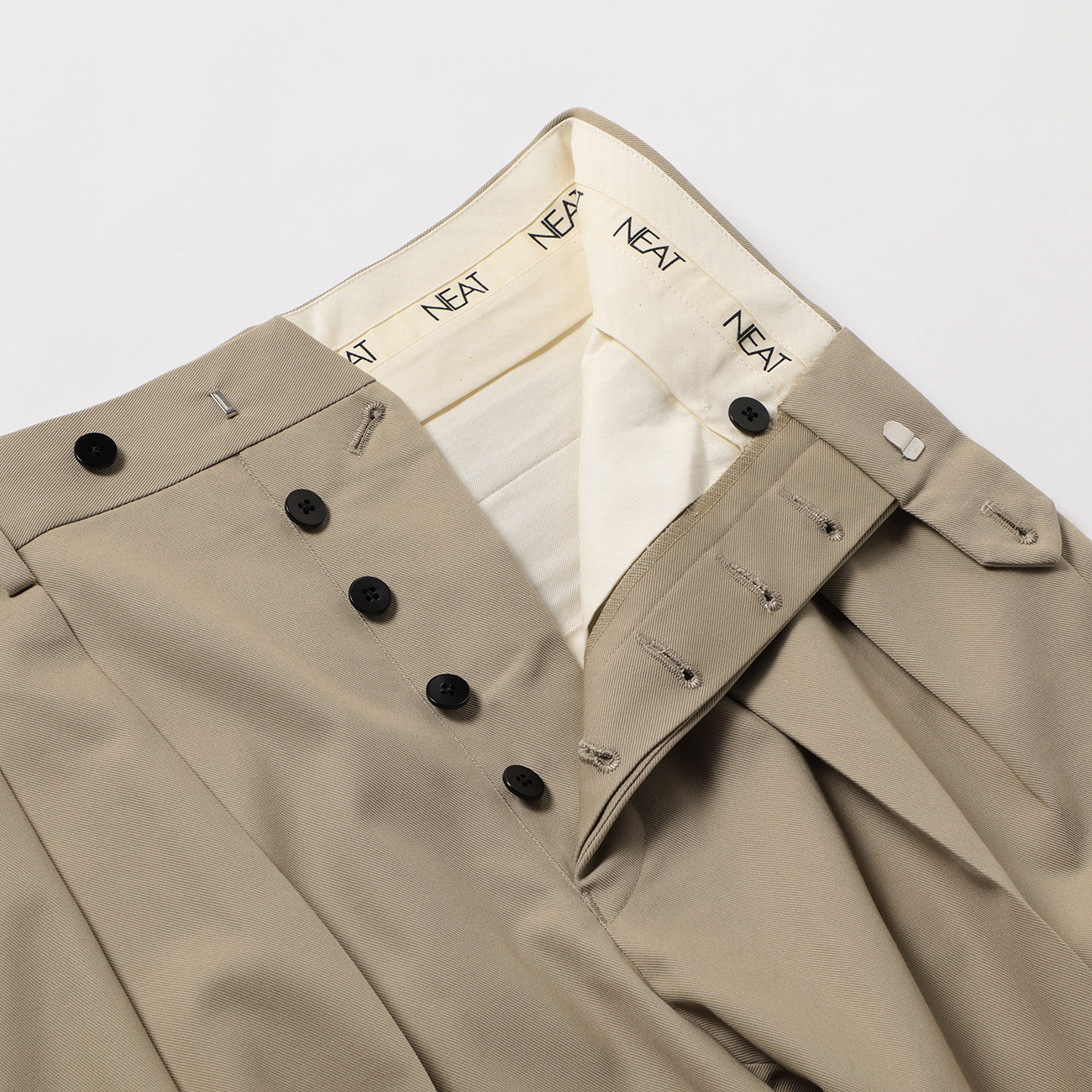 Cotton Twill Wide - Beige ボタンフライ