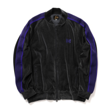 Needles / ニードルズ | Rib Collar Track Jacket - C/PE Velour - Charcoal