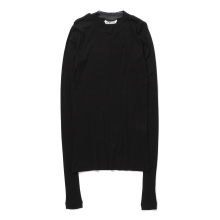 SUPER HIGH GAUGE SHEER RIB L/S TEE (レディース) - Black