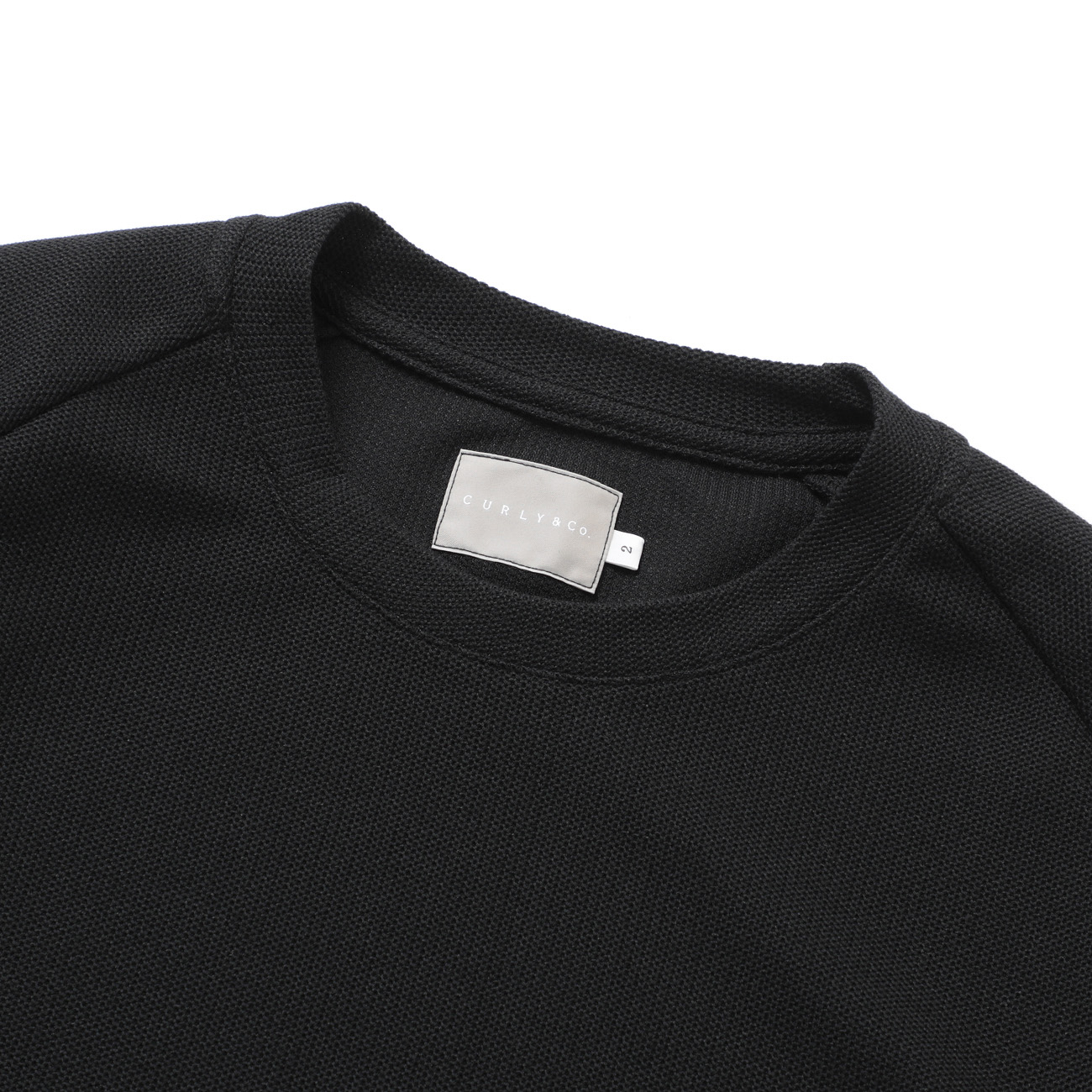 SEED STITCH KNIT TEE (Q/S) - Black 首元