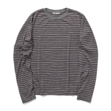 AURALEE / オーラリー | SOFT SMOOTH WOOL STRIPE JERSEY L/S TEE (レディース) - Gray Stripe