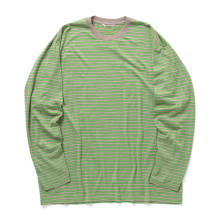 AURALEE / オーラリー | SOFT SMOOTH WOOL STRIPE JERSEY L/S TEE (メンズ) - Green Stripe