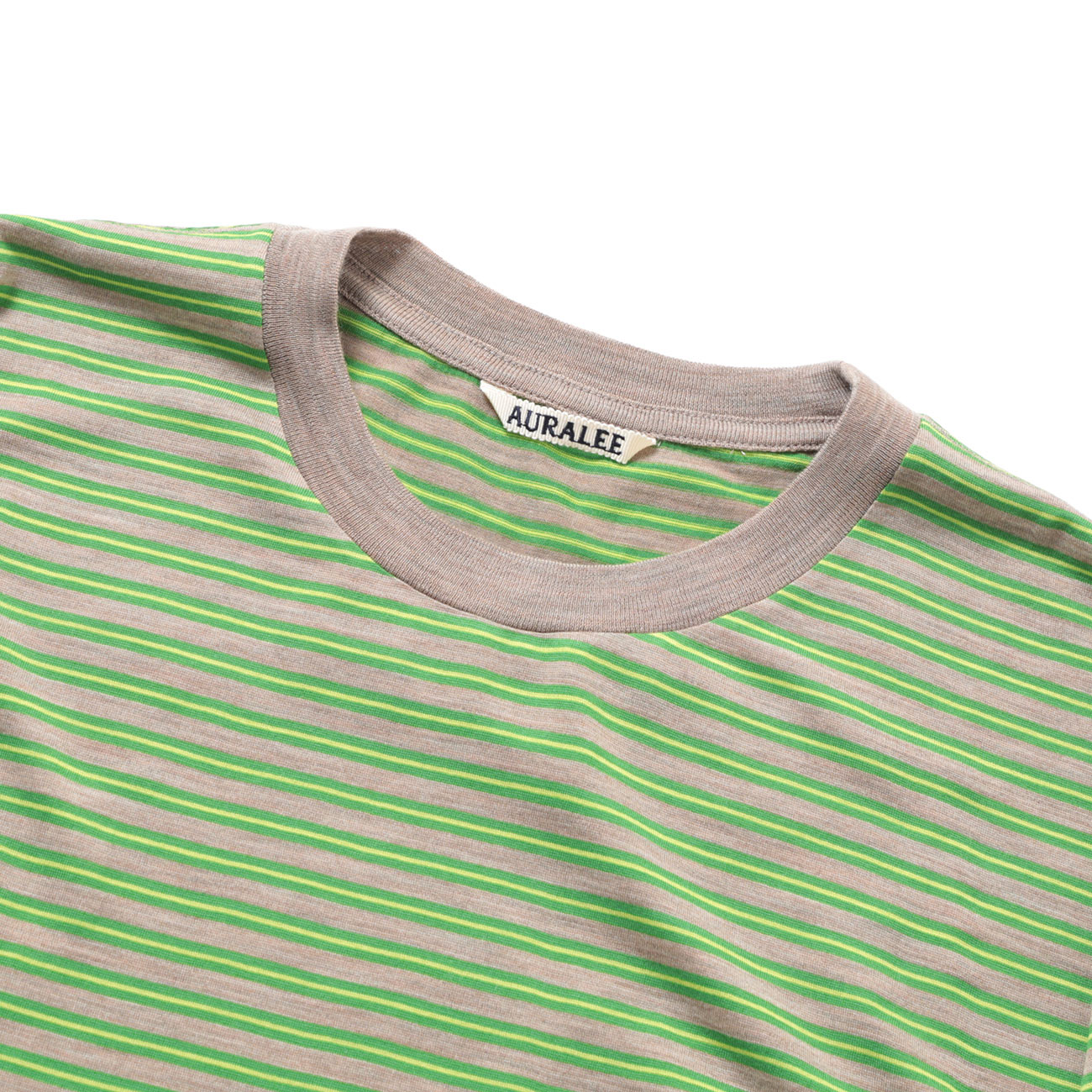 SOFT SMOOTH WOOL STRIPE JERSEY L/S TEE 首元