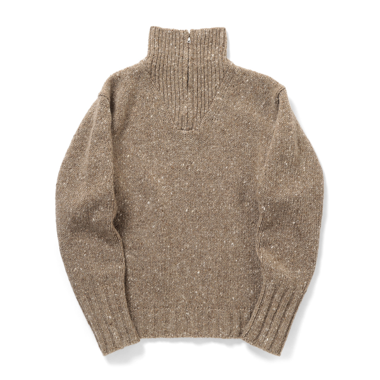 LOW-GAUGE HOMESPUN TWEED KNIT ZIP TURTLE