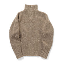 AURALEE / オーラリー | LOW-GAUGE HOMESPUN TWEED KNIT ZIP TURTLE (メンズ) - Top Brown