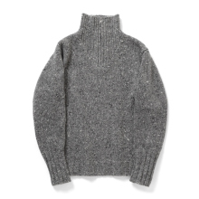 AURALEE / オーラリー | LOW-GAUGE HOMESPUN TWEED KNIT ZIP TURTLE (メンズ) - Top Charcoal