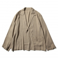 LINEN SILK TWILL / 1 BUTTON SHIRTS JACKET - Beige
