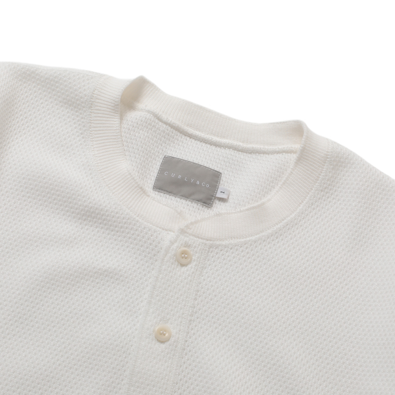 HONEYCOMB HENRY-NECK TEE - White 首元