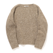 AURALEE / オーラリー | LOW-GAUGE HOMESPUN TWEED KNIT BOAT-NECK P/O (レディース) - Top Brown