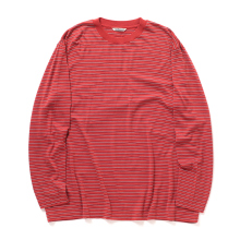 AURALEE / オーラリー | SOFT SMOOTH WOOL STRIPE JERSEY L/S TEE (メンズ) - Red Stripe