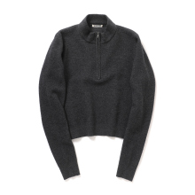 AURALEE / オーラリー | SMOOTH FULLED WOOL KNIT HALF ZIP P/O (レディース) - Charcoal