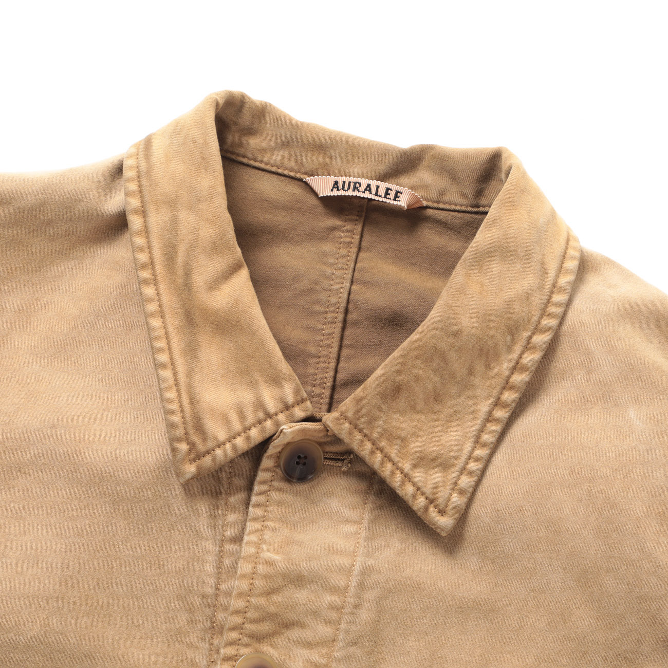 GARMENT-DYED ORGANIC COTTON HEAVY MOLESKIN COVERALL 襟元