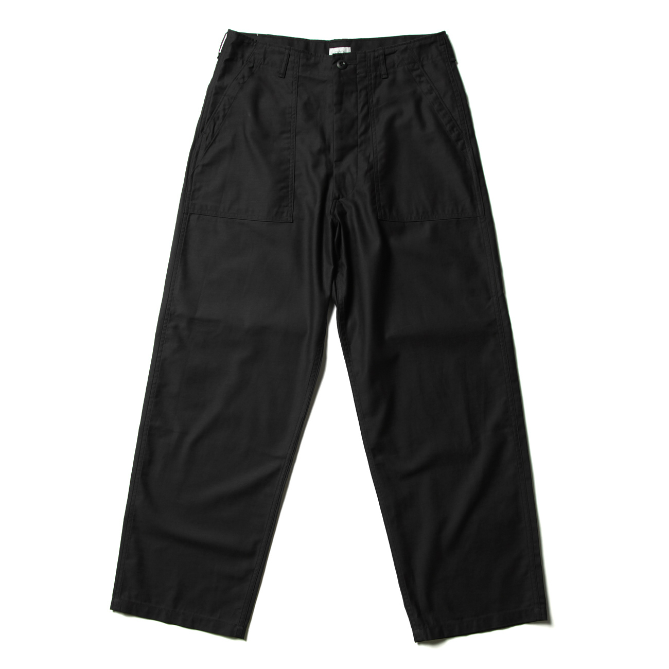 スビンコットン ムラ糸バックサテン ベイカーパンツ Black