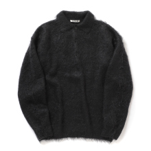 AURALEE / オーラリー | BRUSHED SUPER KID MOHAIR KNIT POLO (メンズ) - Ink Black