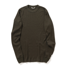 AURALEE / オーラリー | WOOL SILK SOFT RIB L/S TEE (メンズ) - Dark Brown