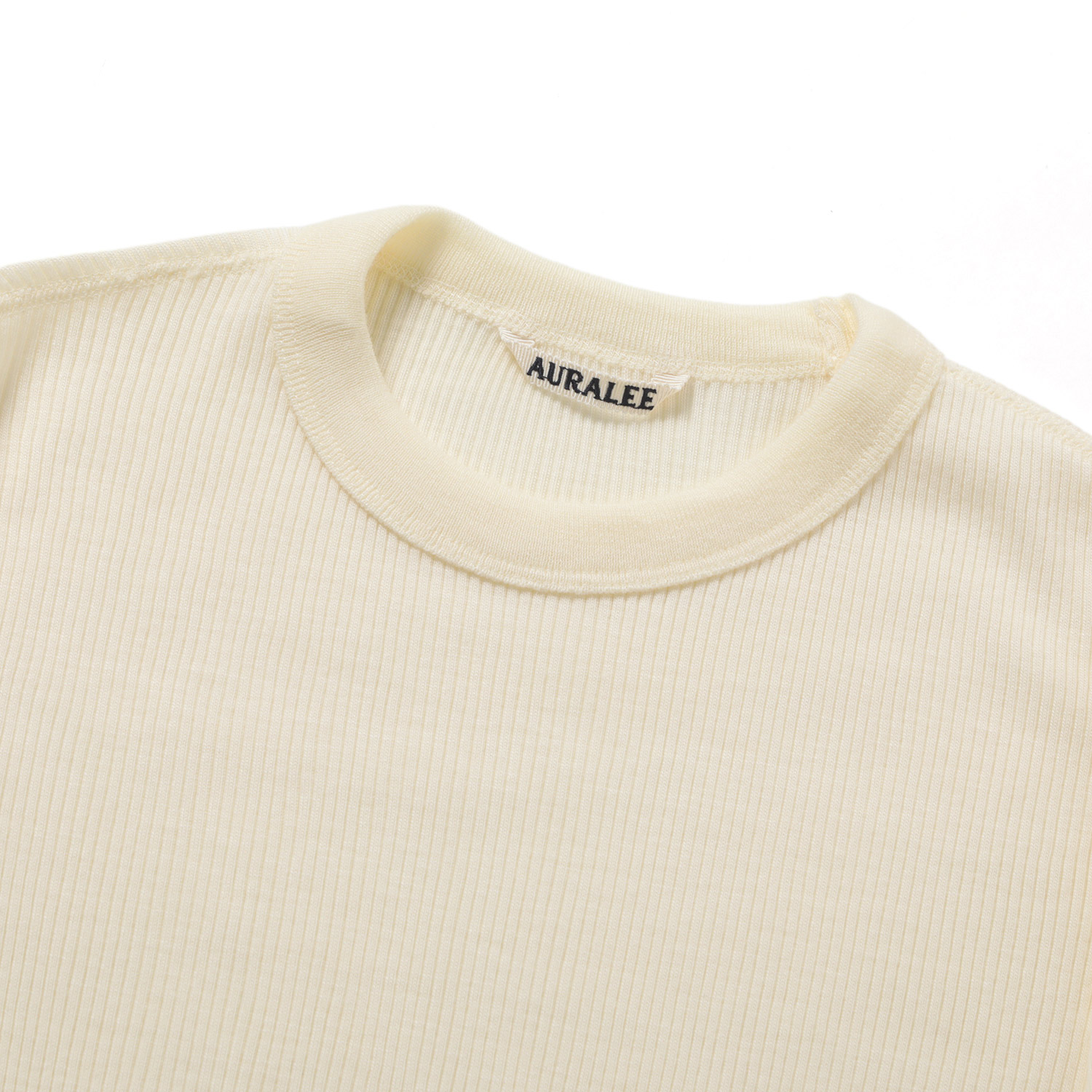 WOOL SILK SOFT RIB L/S TEE 首元