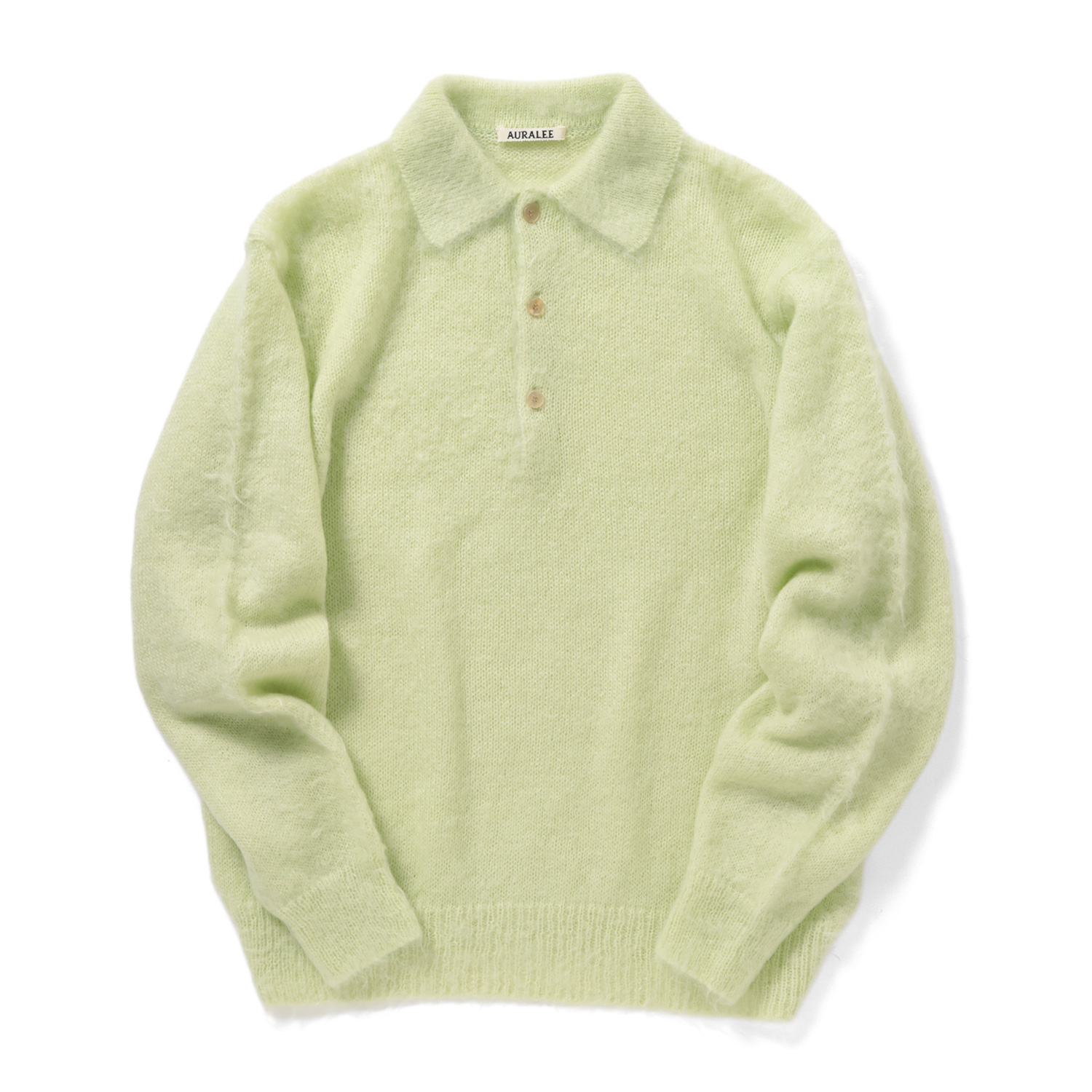 BRUSHED SUPER KID MOHAIR KNIT POLO