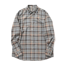 AURALEE / オーラリー | SUPER LIGHT WOOL CHECK SHIRT (メンズ) - Blue Orange Check