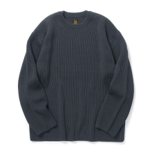BATONER / バトナー | SOLID WOOL RIB CREW NECK (メンズ) - Dark Blue