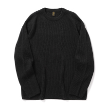 BATONER / バトナー | SOLID WOOL RIB CREW NECK (メンズ) - Charcoal