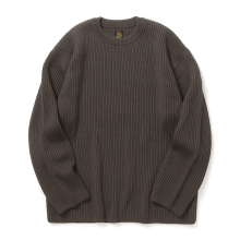 BATONER / バトナー | SOLID WOOL RIB CREW NECK (メンズ) - Walnut