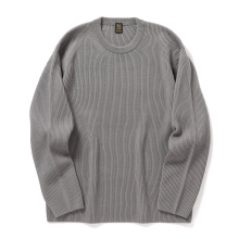BATONER / バトナー | SOLID WOOL RIB CREW NECK (メンズ) - Gray