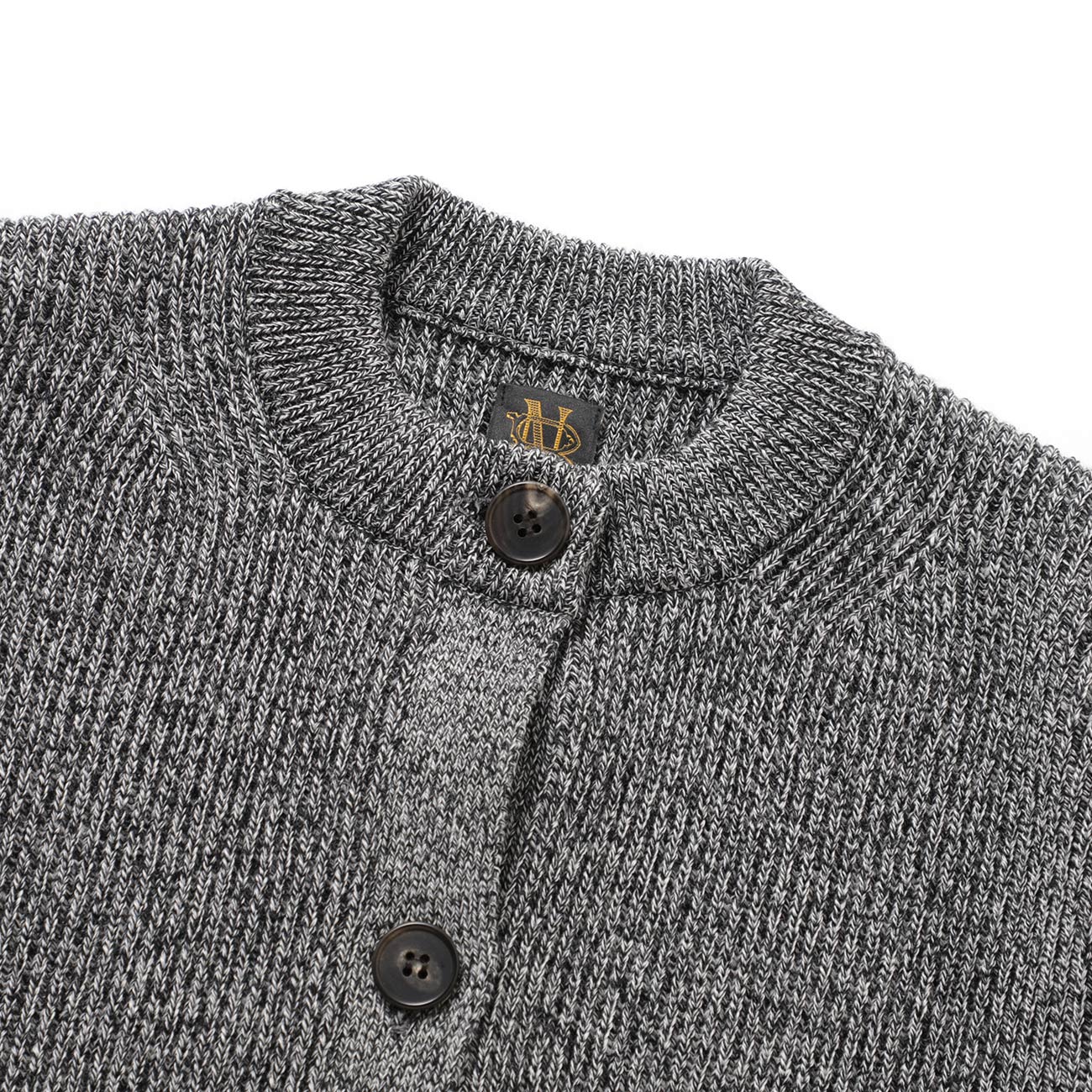 SOLID WOOL RIB CREW CARDIGAN (レディース) 首元