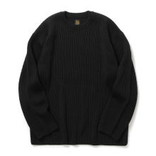 SOLID WOOL RIB CREW NECK - Black