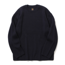 SOLID WOOL RIB CREW NECK - Navy