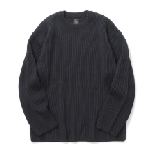 SSOLID WOOL RIB CREW NECK - Charcoal Blue