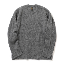 SOLID WOOL RIB CREW NECK - Ivory×Black
