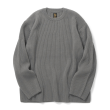 SSOLID WOOL RIB CREW NECK - Melange Gray
