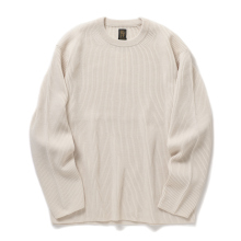 SOLID WOOL RIB CREW NECK - Ivory
