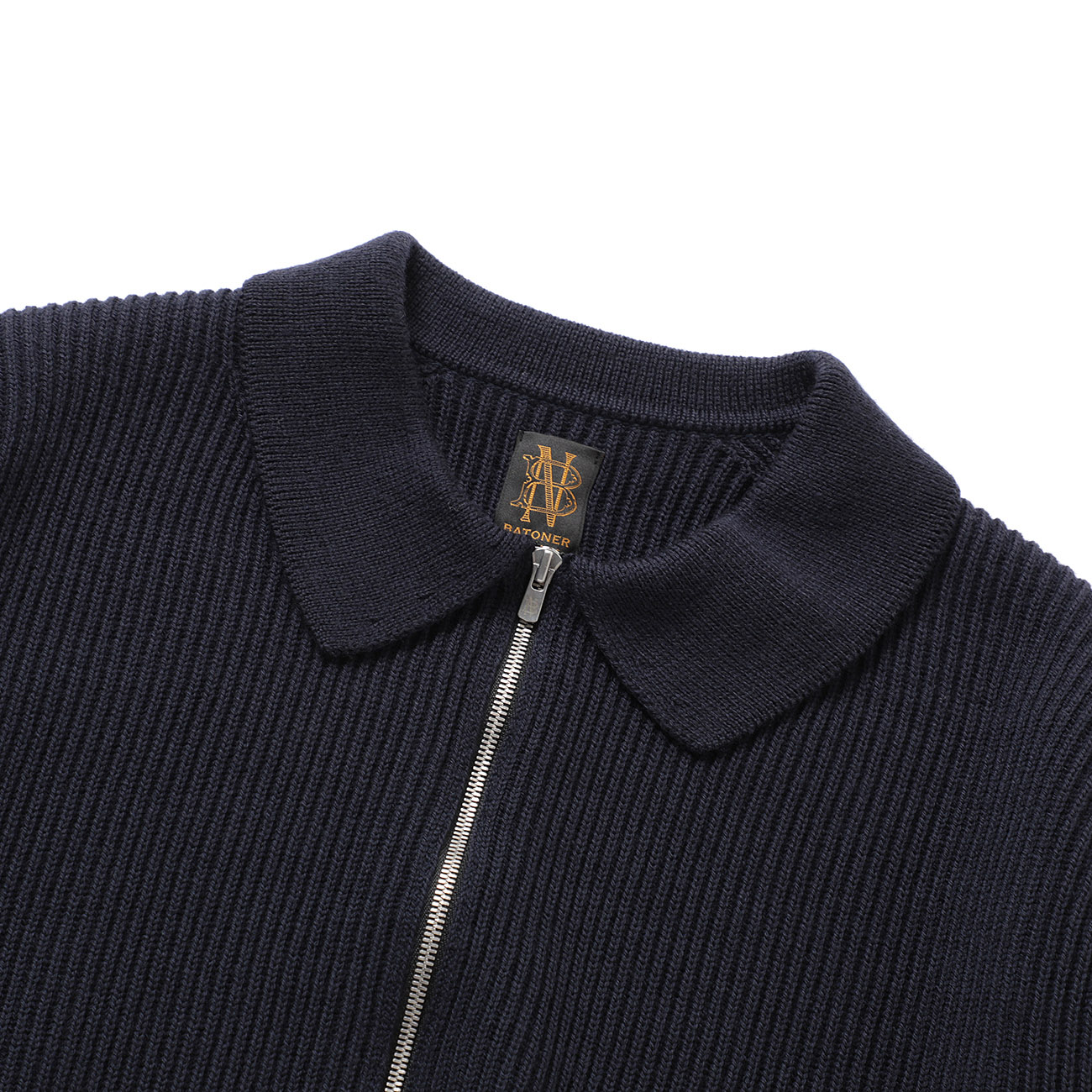 SOLID WOOL RIB POLO ZIP UP CARDIGAN 襟
