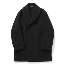 AURALEE / オーラリー | WOOL HERRINGBONE SHAWL COLLAR COAT (メンズ) - Dark Charcoal