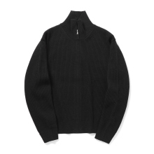 AURALEE / オーラリー | SUPER FINE WOOL RIB KNIT ZIP CARDIGAN (メンズ) - Top Black